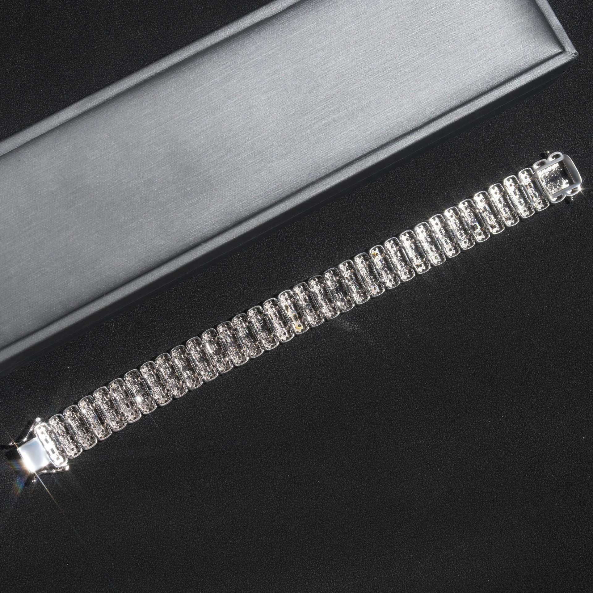 Moissanite Sterling Silver Bracelet – Unisex Hip Hop Jewelry