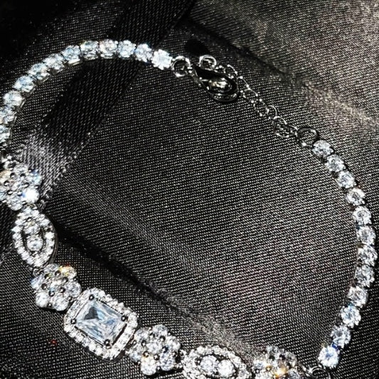 925 Sterling Silver Zirconia Bracelet – Women’s Elegant Jewelry Gift Silver 16+3cm 8Inch Adjustable