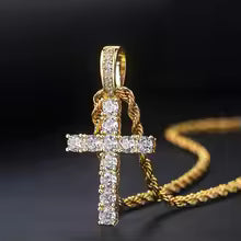 Iced Out Cross Pendant Necklace – Unisex Hip Hop Gold Jewelry