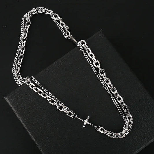 Stainless Steel Cross Necklace – Unisex Hip Hop Punk Jewelry
