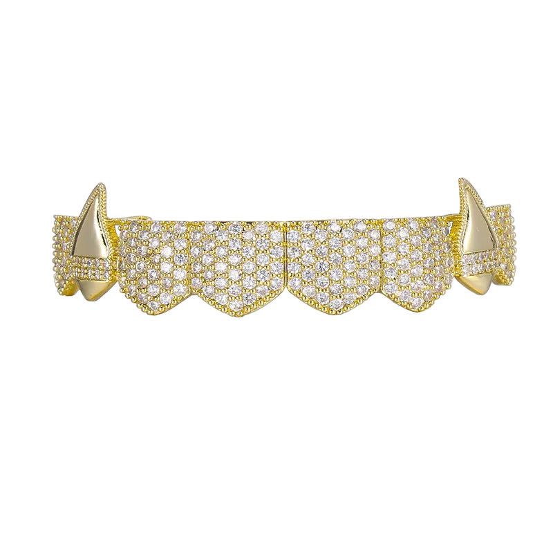 Full CZ Teeth Grillz – Unisex Hip Hop Iced Out Jewelry