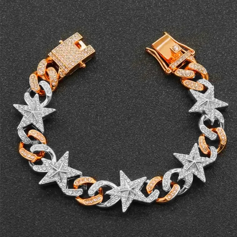 Iced Out Star Anklet Bracelet – Unisex Hip Hop CZ Jewelry