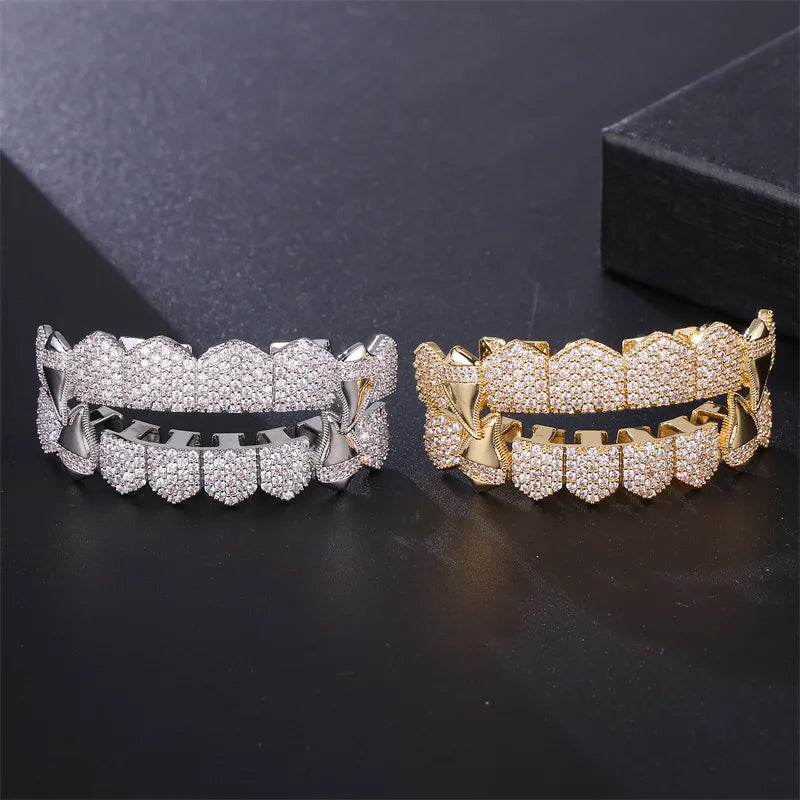 Full CZ Teeth Grillz – Unisex Hip Hop Iced Out Jewelry