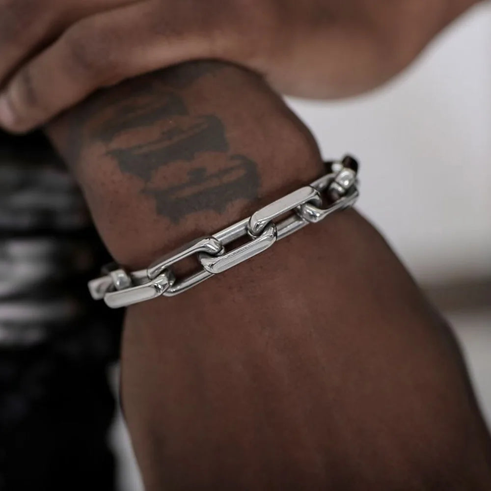 Stainless Steel Cuban Chain Bracelet – Men’s Hip Hop Punk Jewelry