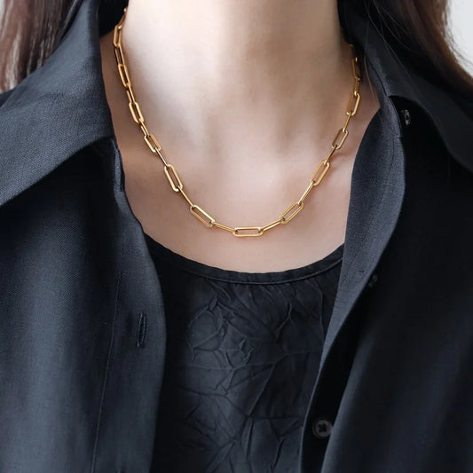 Titanium Steel Cuban Chain Necklace – Hip Hop Geometric Jewelry
