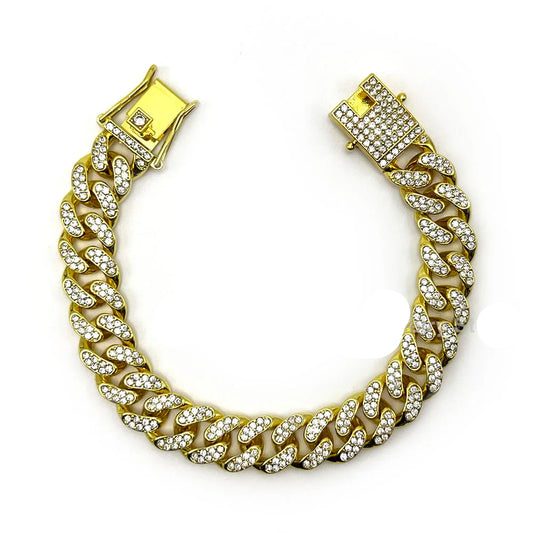 Cuban Link Chain Bracelet – Unisex Hip Hop Iced Out Jewelry