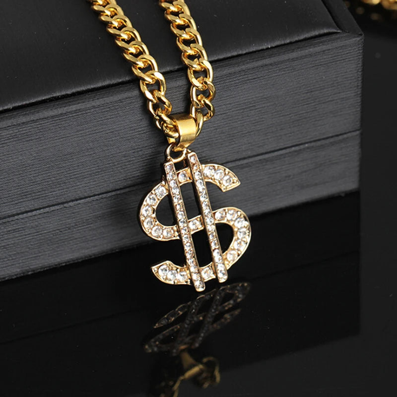 Gold Pendant Necklace – Unisex Hip Hop Bling Jewelry