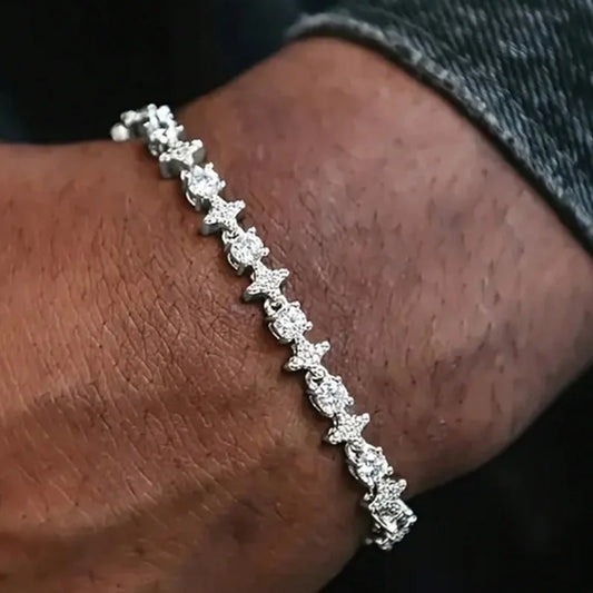 Star CZ Round Stone Bracelet – Men’s Hip Hop Jewelry Gift