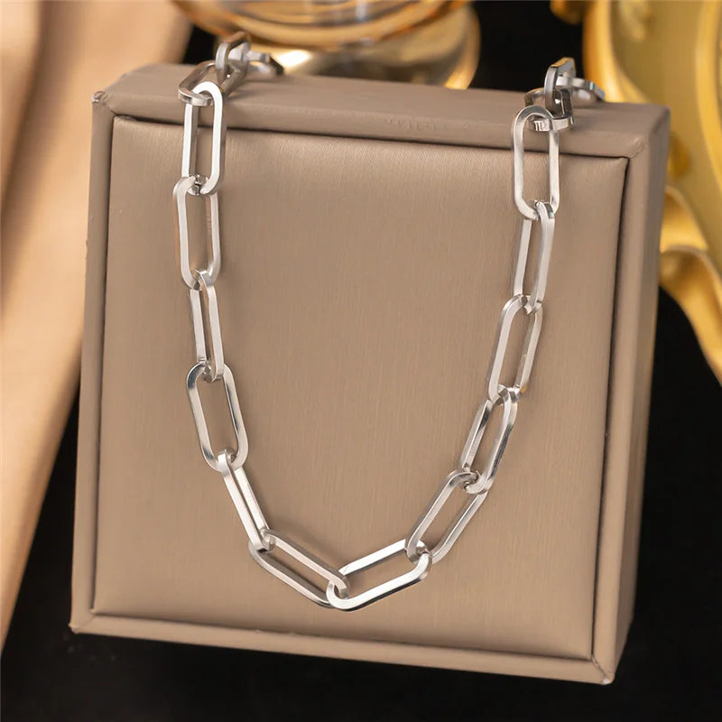 Titanium Steel Cuban Chain Necklace – Hip Hop Geometric Jewelry