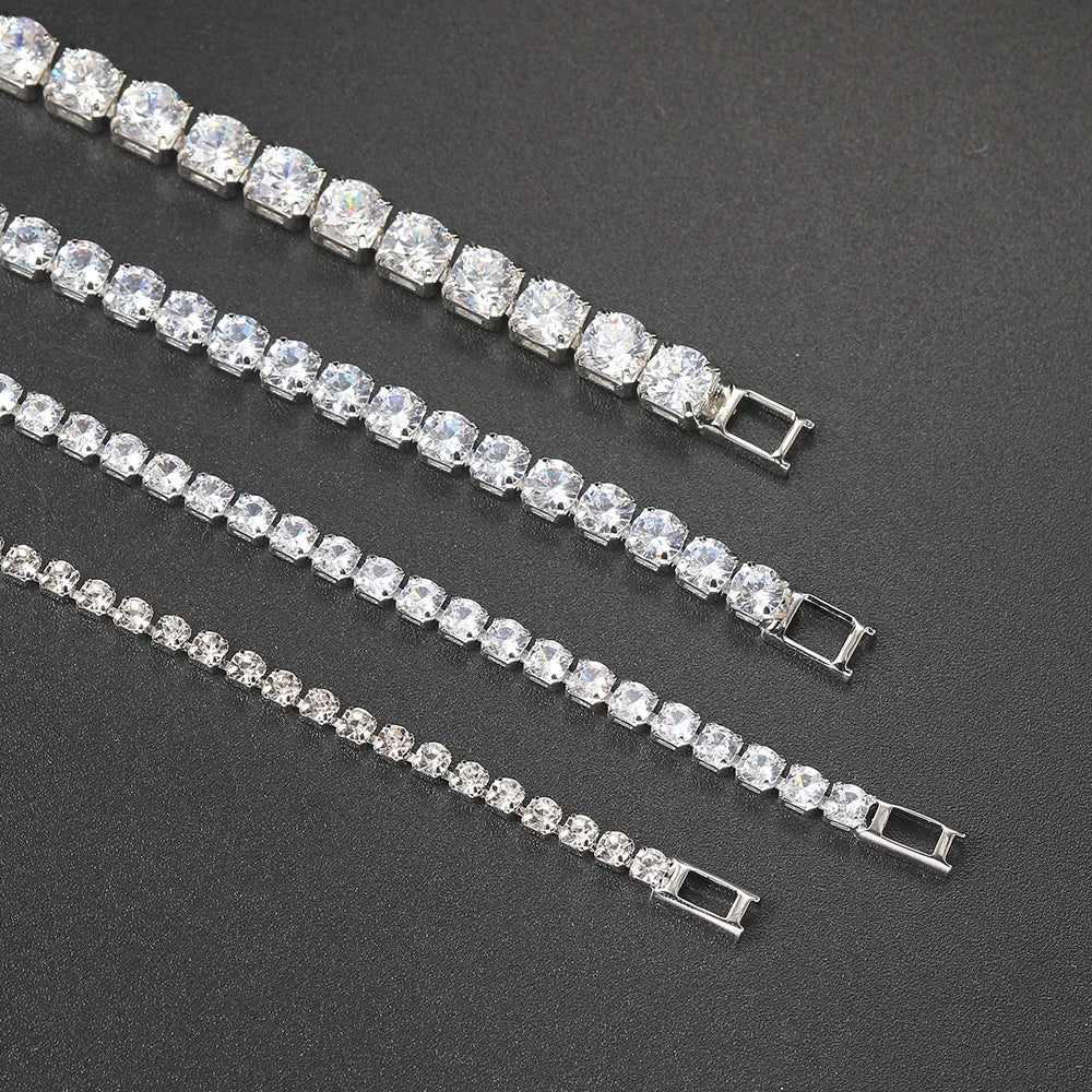 Iced Out Crystal Tennis Bracelet – Men’s Hip Hop Streetwear Jewelry