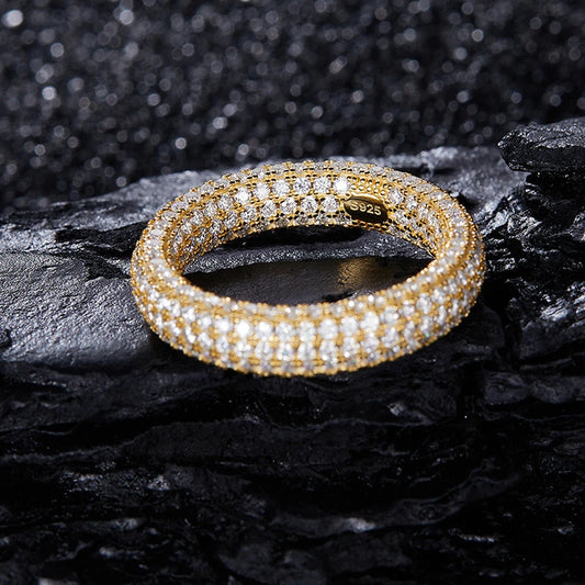 1.1mm Moissanite Ring – Unisex 18K Gold Plated S925 Silver Hip Hop Jewelry