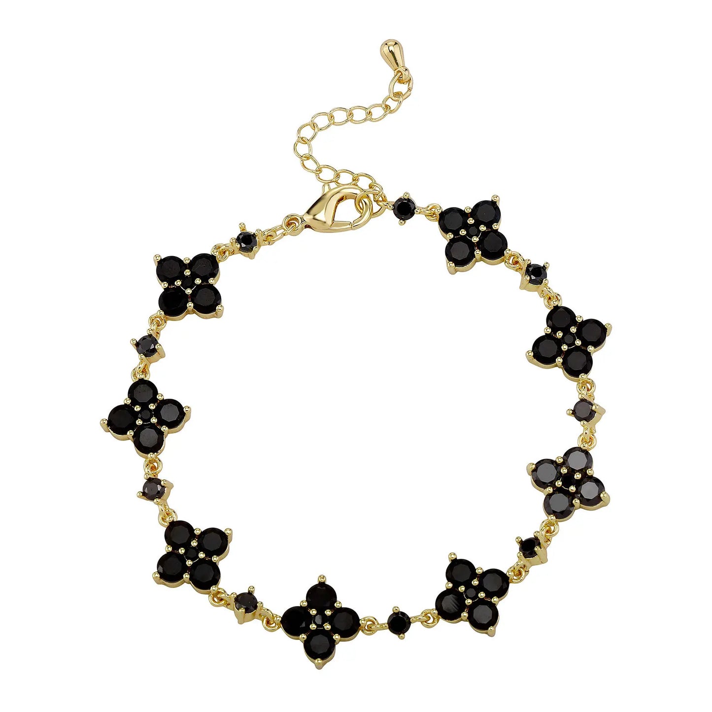 4mm Iced Out Green Four-Leaf Tennis Bracelet Set – Men’s Hip Hop Jewelry Gift Black