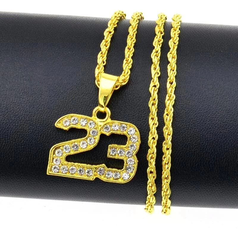 Gold Pendant Necklace – Unisex Hip Hop Bling Jewelry Gold 23 70cm
