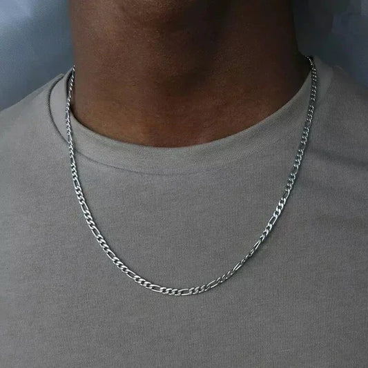 4mm 925 Silver Figaro Chain Necklace – Unisex Hip Hop Jewelry
