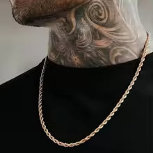 Twist Rope Chain Necklace – Men’s Hip Hop Stainless Steel Jewelry