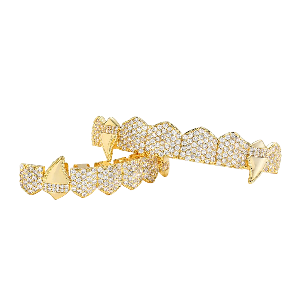 Full CZ Teeth Grillz – Unisex Hip Hop Iced Out Jewelry