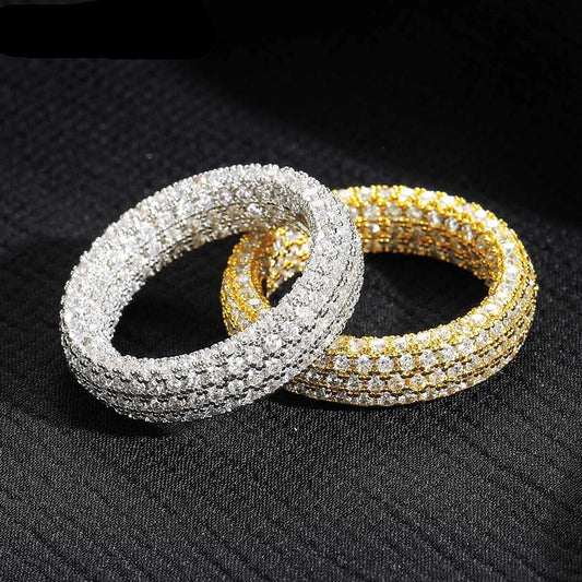 1.1mm Moissanite Ring – Unisex 18K Gold Plated S925 Silver Hip Hop Jewelry