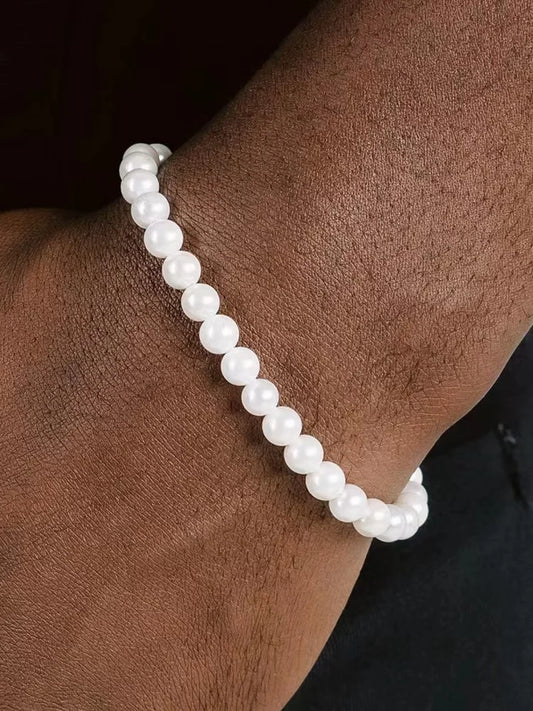 Vintage Pearl Bead Bracelet – Unisex Street Style Jewelry