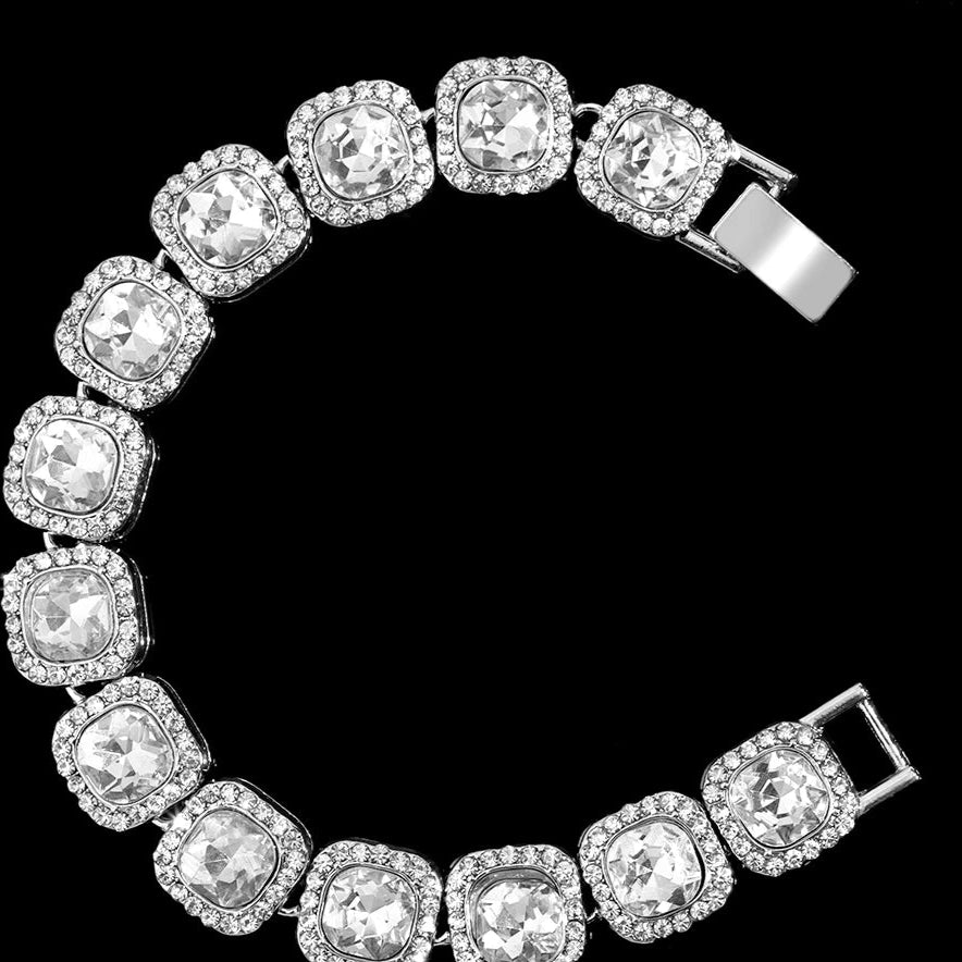 Crystal Heart Tennis Bracelet – Unisex Hip Hop Cuban Link Jewelry