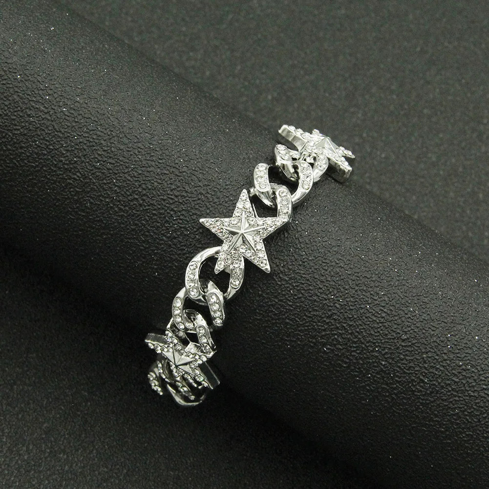 Iced Out Star Anklet Bracelet – Unisex Hip Hop CZ Jewelry