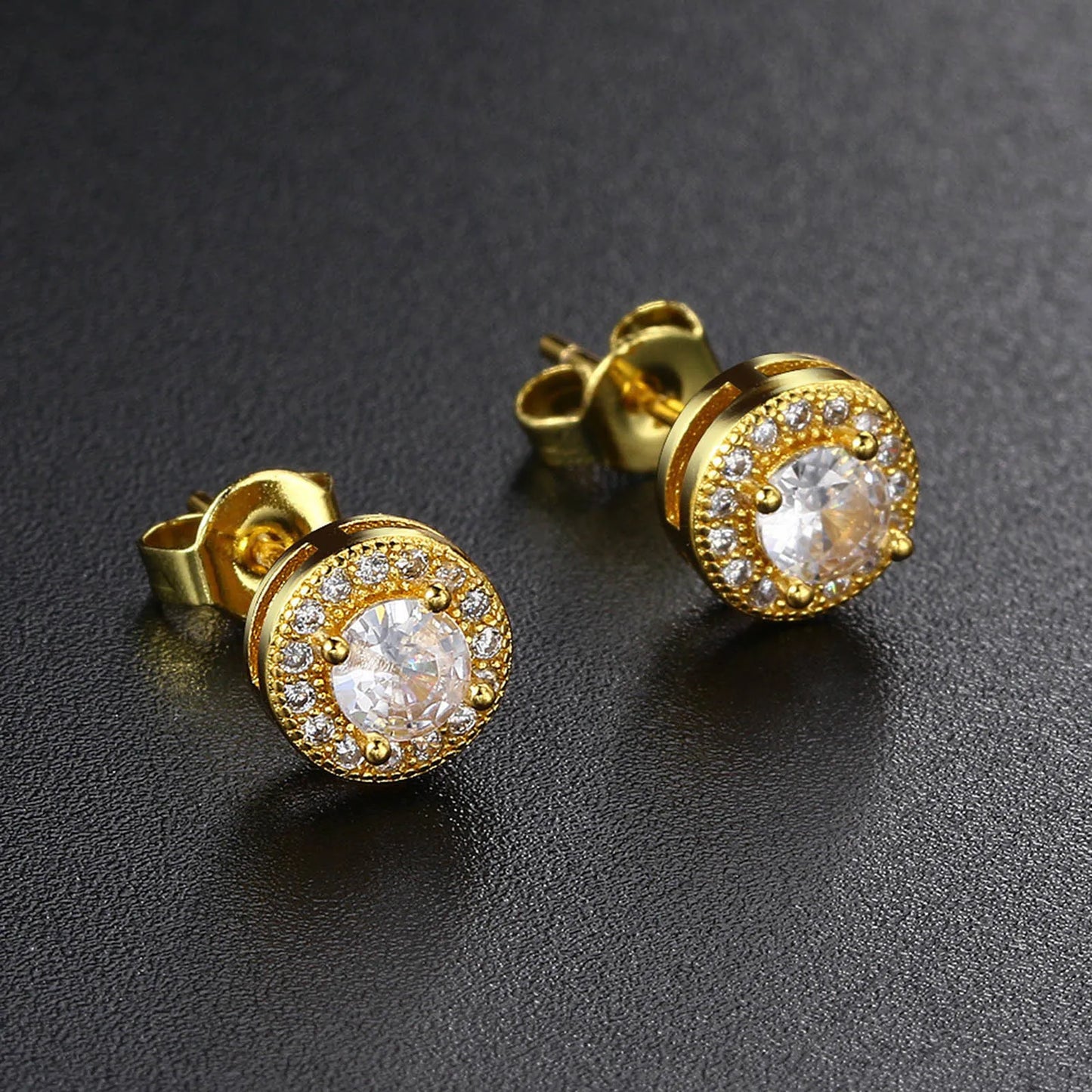 Gold CZ Stud Earrings – Men’s Luxury Jewelry Gift