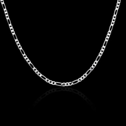 4mm 925 Silver Figaro Chain Necklace – Unisex Hip Hop Jewelry