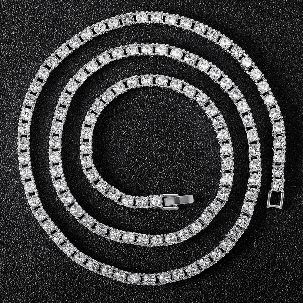 4mm Iced Out Tennis Chain – Unisex Hip Hop Necklace & Bracelet