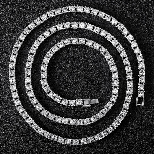4mm Iced Out Tennis Chain – Unisex Hip Hop Necklace & Bracelet