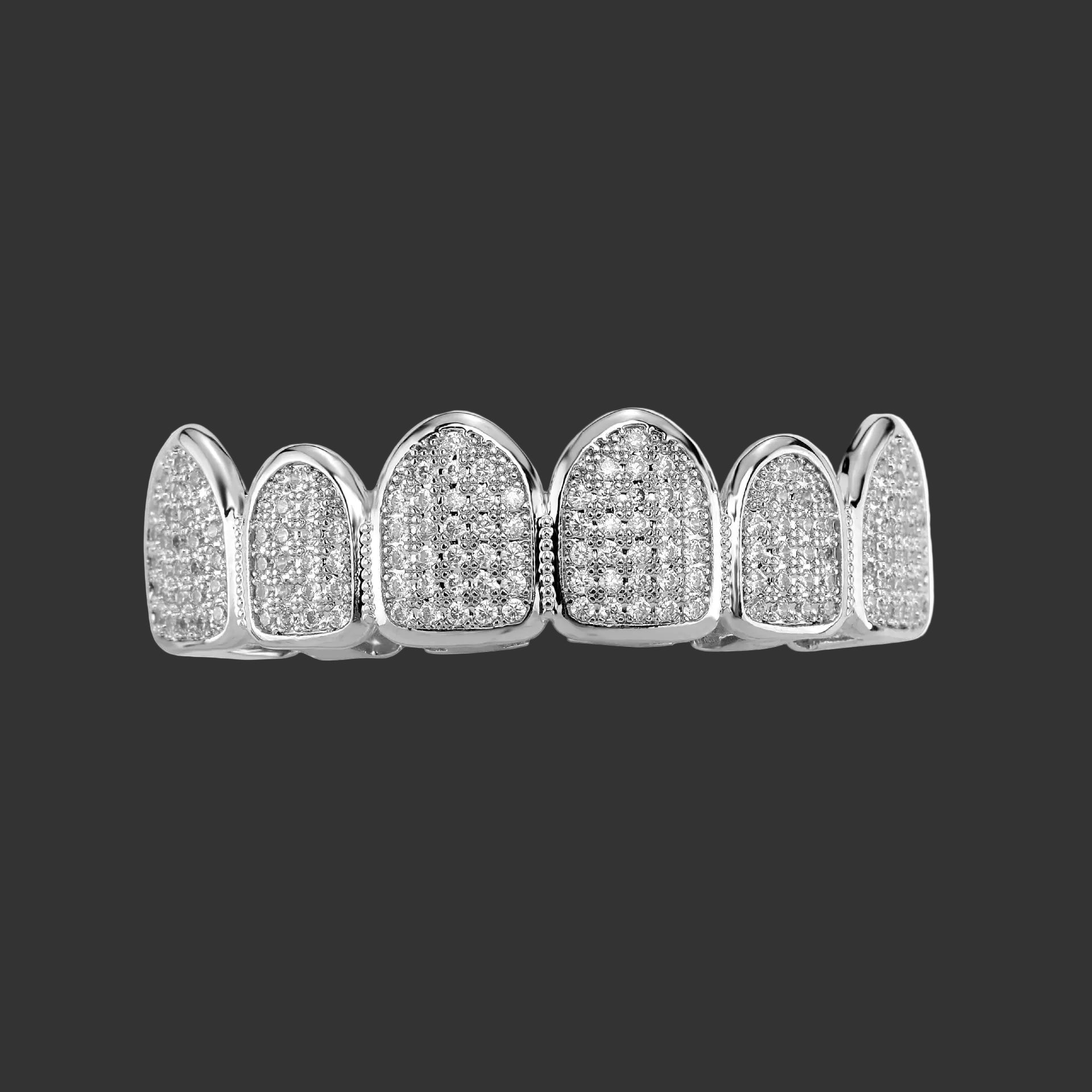 Iced Out CZ Teeth Grillz – Unisex Hip Hop 14K Gold Plated Jewelry