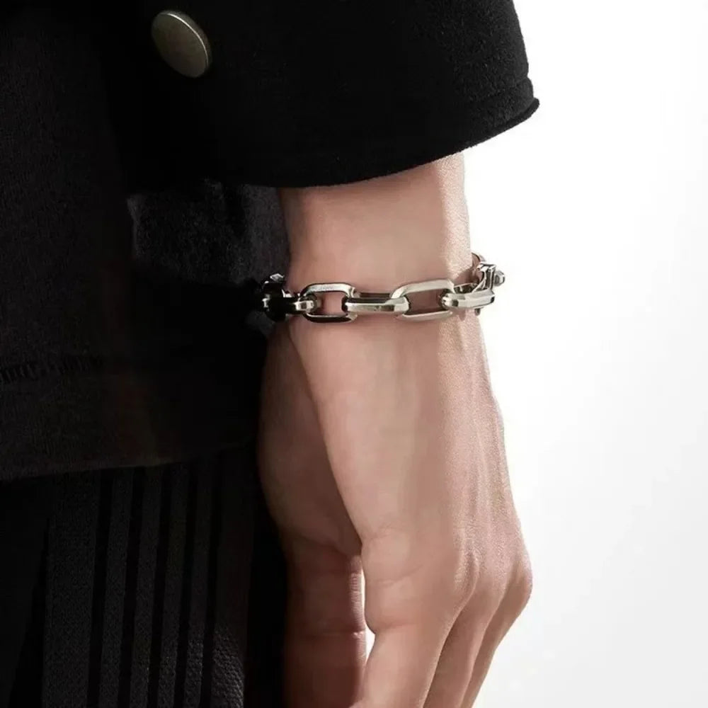 Stainless Steel Cuban Chain Bracelet – Men’s Hip Hop Punk Jewelry