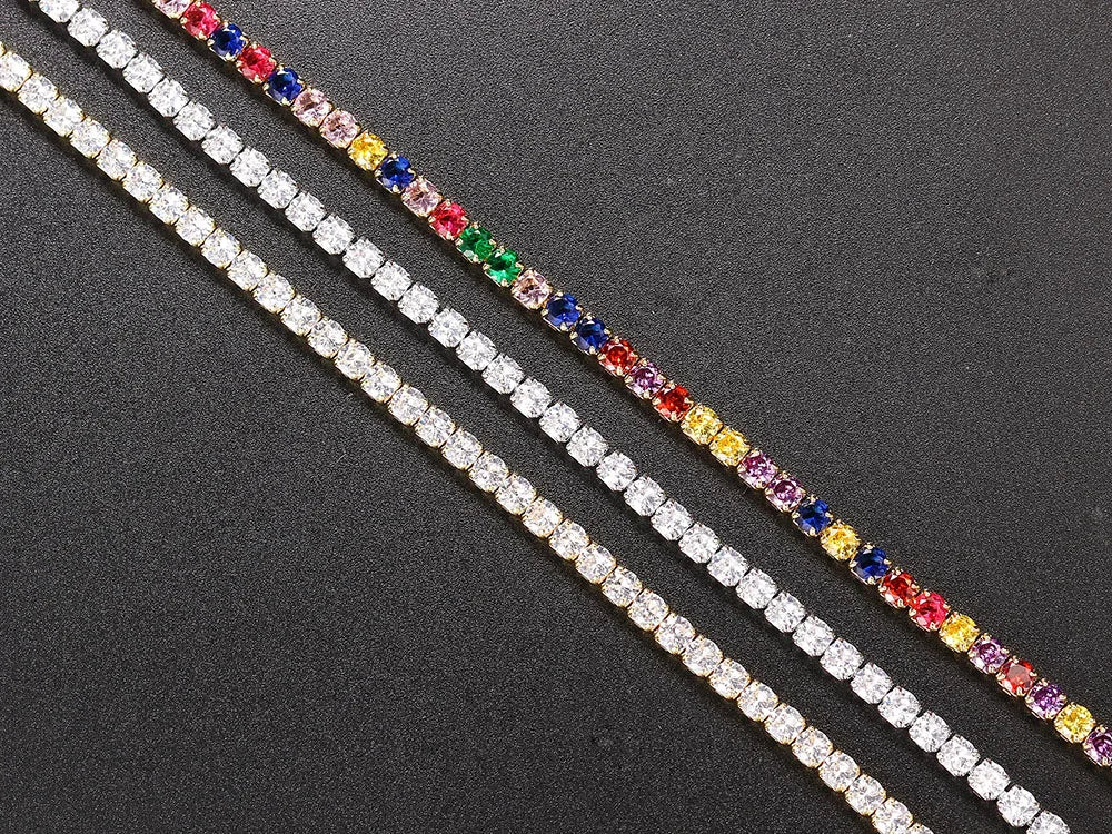 Iced Out CZ Tennis Chain Necklace – Unisex Hip Hop Jewelry