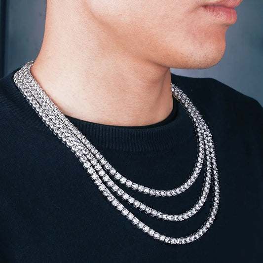 CZ Tennis Chain Necklace – Unisex Hip Hop Iced Out Jewelry