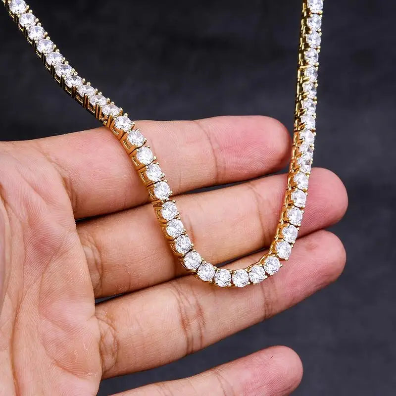CZ Tennis Chain Necklace – Unisex Hip Hop Iced Out Jewelry