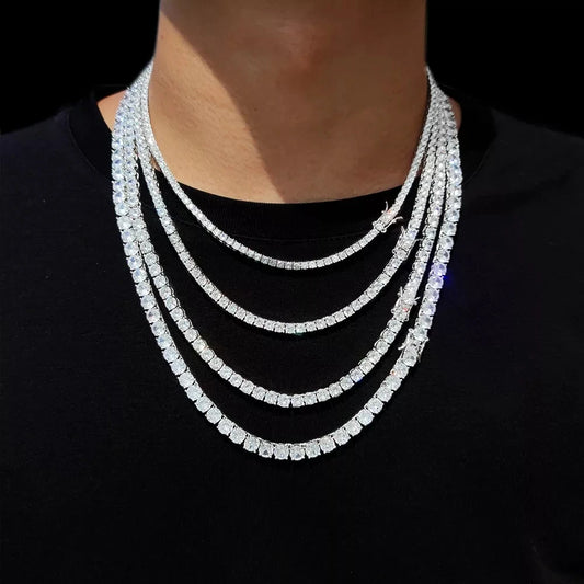 CZ Tennis Chain Necklace – Unisex Hip Hop Iced Out Jewelry