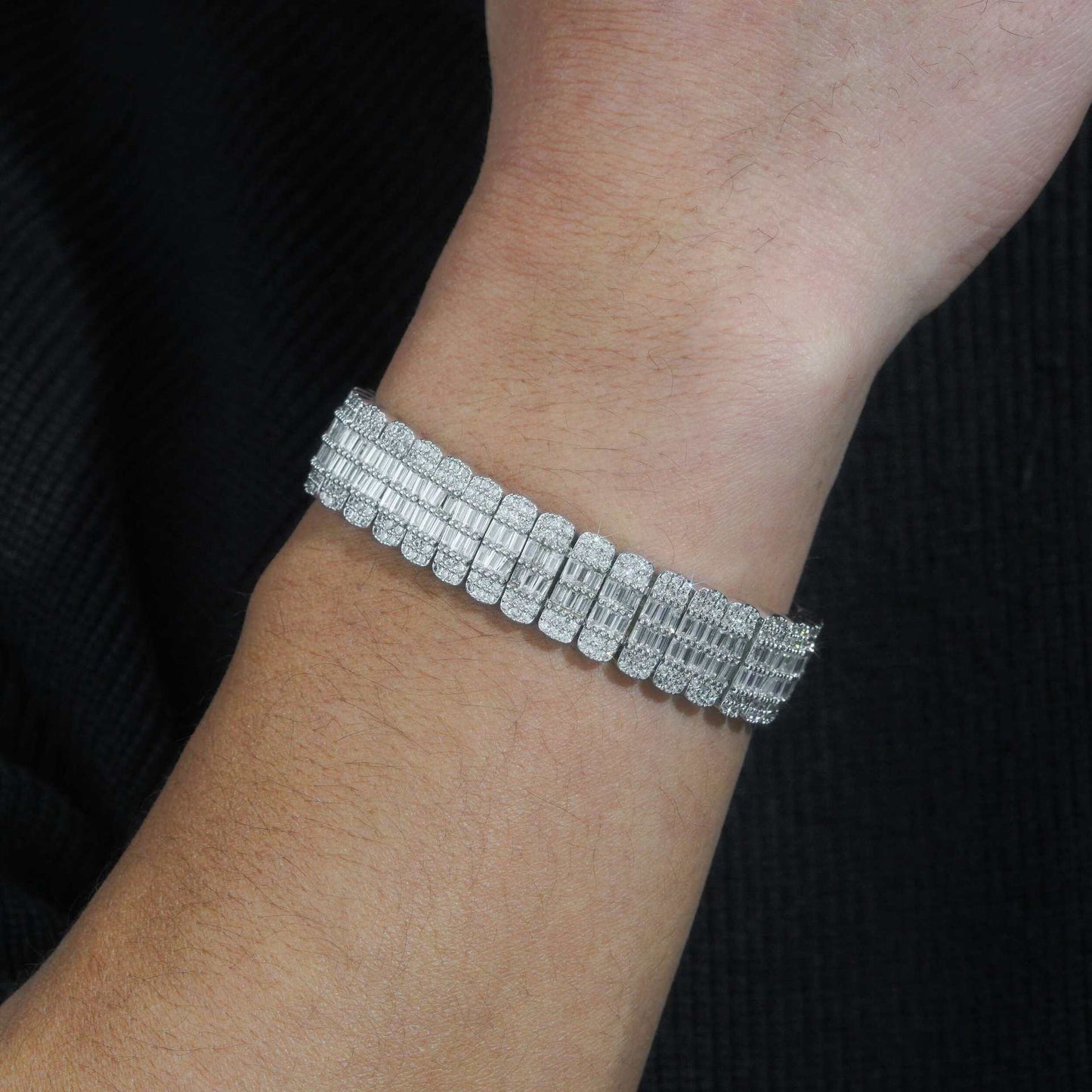 Moissanite Sterling Silver Bracelet – Unisex Hip Hop Jewelry