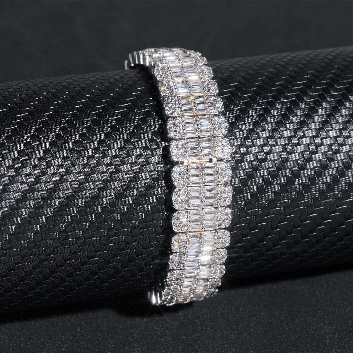 Moissanite Sterling Silver Bracelet – Unisex Hip Hop Jewelry