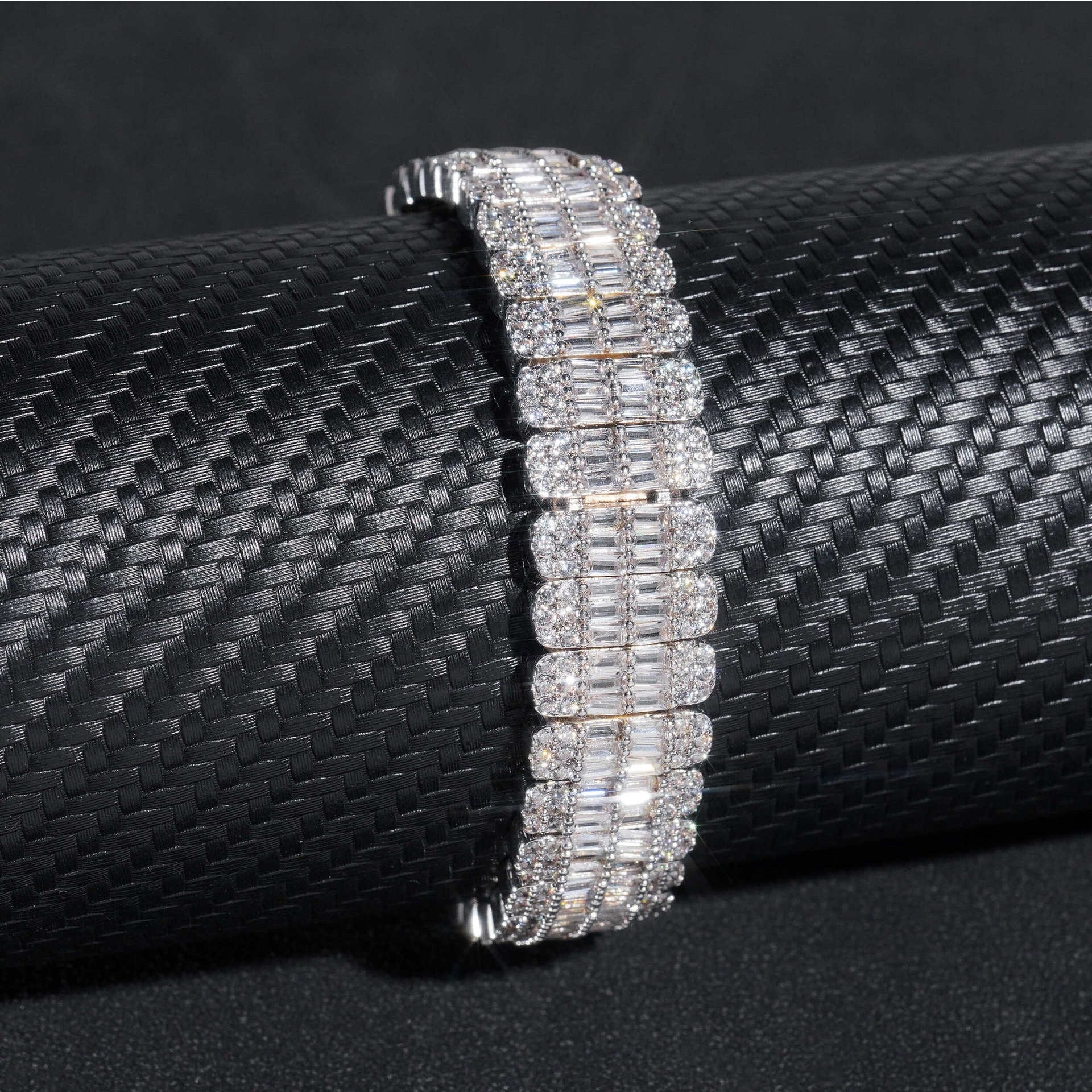 Moissanite Sterling Silver Bracelet – Unisex Hip Hop Jewelry