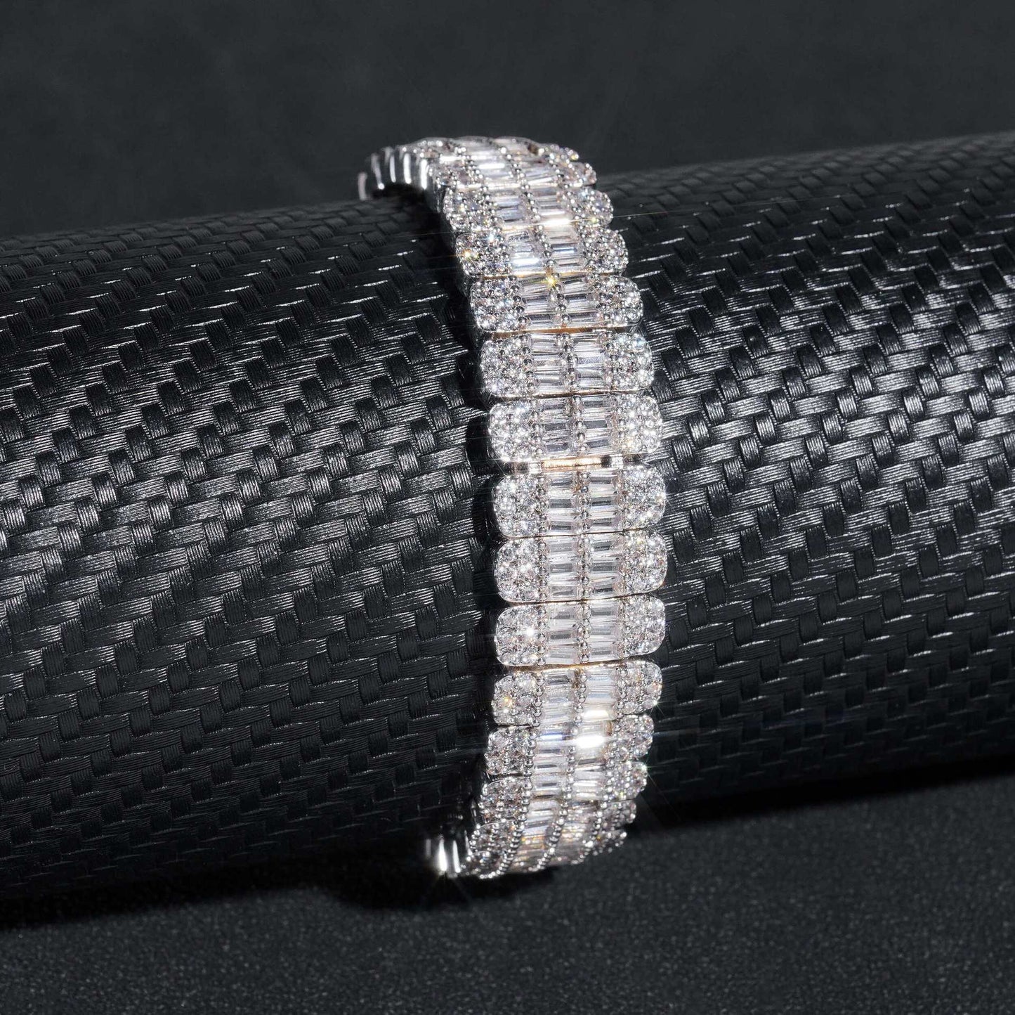 Moissanite Sterling Silver Bracelet – Unisex Hip Hop Jewelry Silver 7.48inch