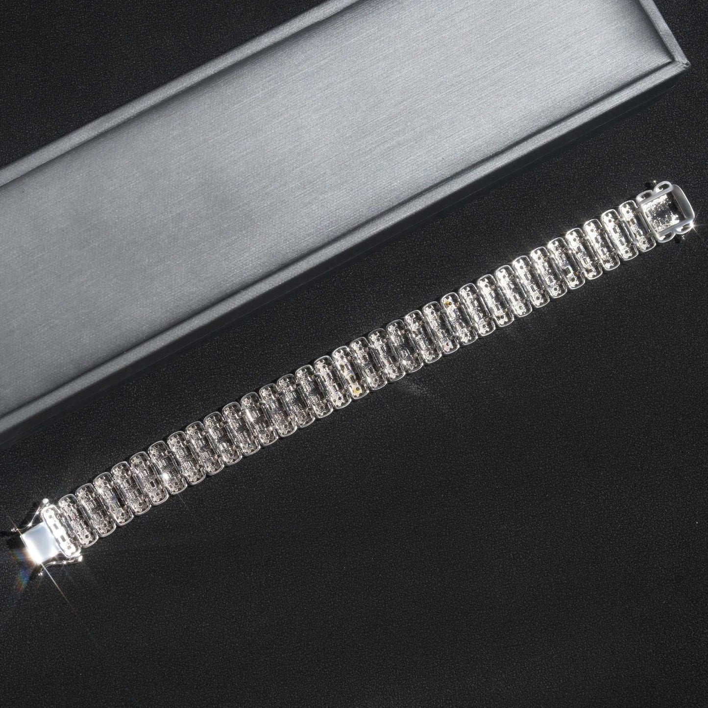 Moissanite Sterling Silver Bracelet – Unisex Hip Hop Jewelry