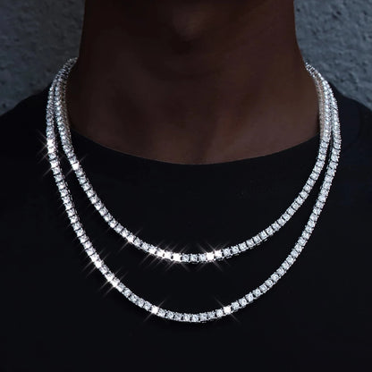 4mm Iced Out Tennis Chain – Unisex Hip Hop Necklace & Bracelet