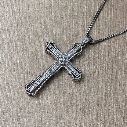 CZ Cross Necklace – Women’s Hip Hop Silver Jewelry
