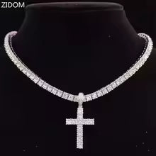 Zirconia Cross Pendant Necklace – Unisex Steel Hip Hop Jewelry Gift