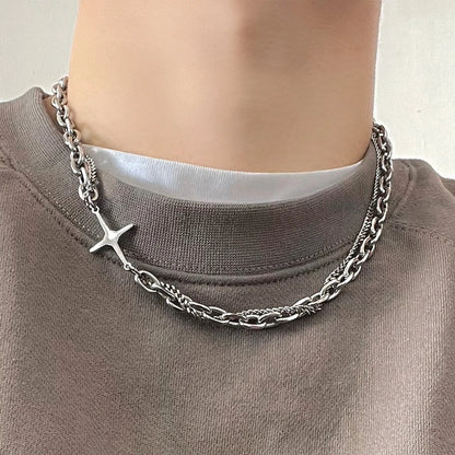 Stainless Steel Cross Necklace – Unisex Hip Hop Punk Jewelry