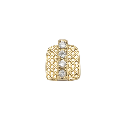 Single Vertical Bar CZ Teeth Grillz – Unisex Hip Hop Jewelry Gold Color