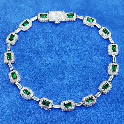 7mm Red Gemstone Zircon Bracelet – Unisex Hip Hop Jewelry Gift Green