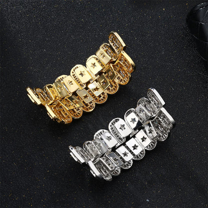 Full Iced Out Square CZ Teeth Grillz – Unisex Hip Hop Jewelry