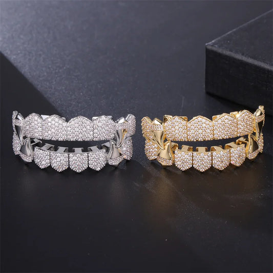Full CZ Teeth Grillz – Unisex Hip Hop Iced Out Jewelry