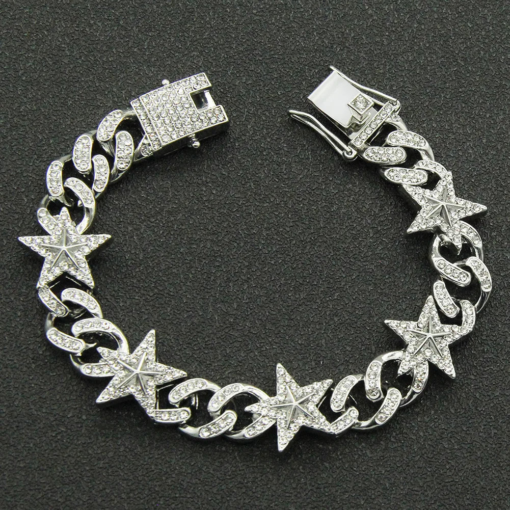 Iced Out Star Anklet Bracelet – Unisex Hip Hop CZ Jewelry
