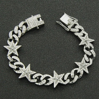 Iced Out Star Anklet Bracelet – Unisex Hip Hop CZ Jewelry