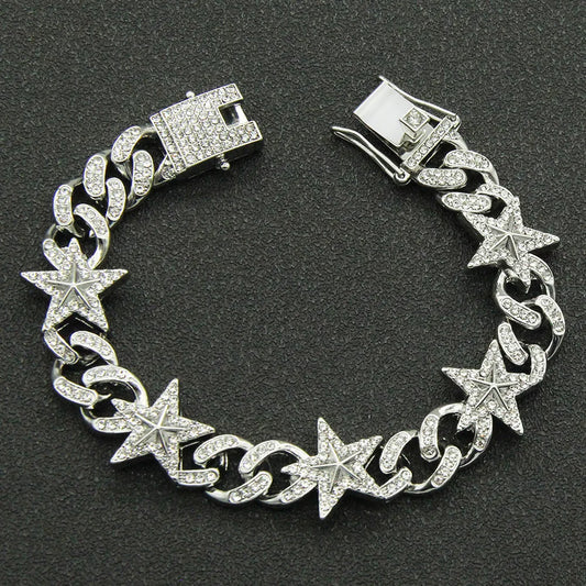 Iced Out Star Anklet Bracelet – Unisex Hip Hop CZ Jewelry
